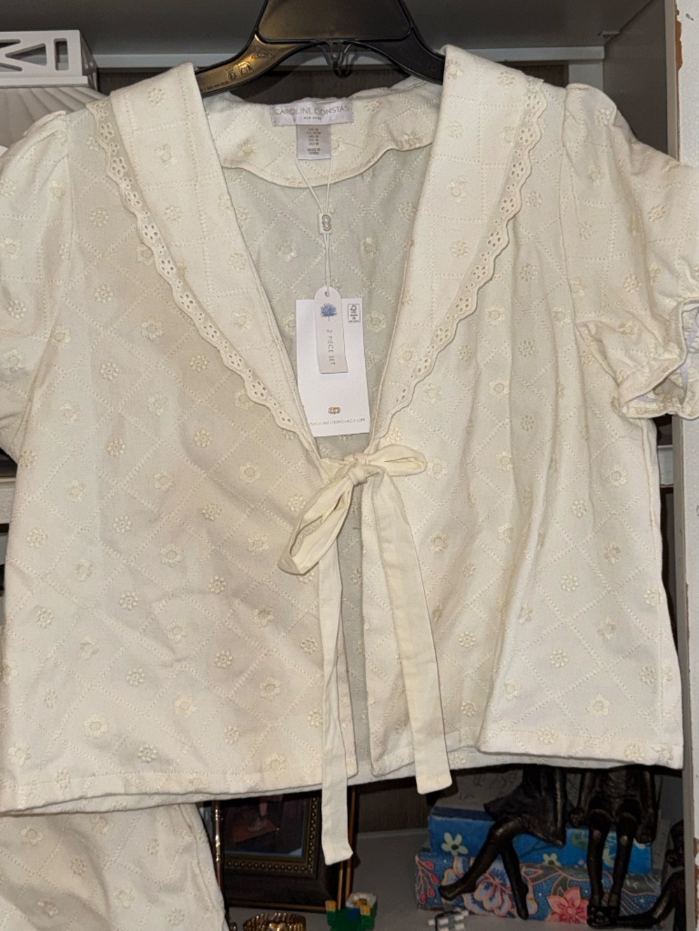 Caroline Constas Medium M shorts set nwt 2 piece cotton embroidery - Picture 4 of 7